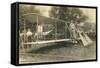 Early Biplane, Pilot and Crowd-null-Framed Stretched Canvas