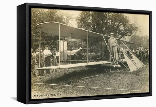 Early Biplane, Pilot and Crowd-null-Framed Stretched Canvas