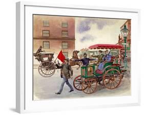 Early Car, with Man with a Flag-Peter Jackson-Framed Giclee Print