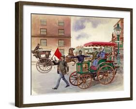 Early Car, with Man with a Flag-Peter Jackson-Framed Giclee Print