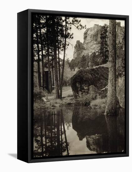 Early Carvings at Mount Rushmore-null-Framed Stretched Canvas