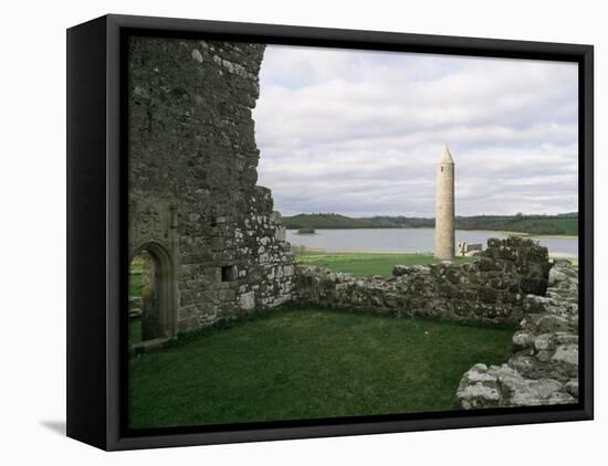 Early Christian Buildings, Devenish Island, County Fermanagh, Northern Ireland-Michael Jenner-Framed Stretched Canvas