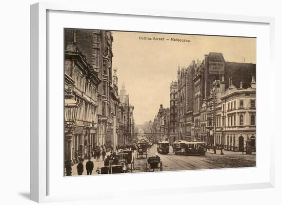 Early Collins Street, Melbourne, Australia-null-Framed Art Print