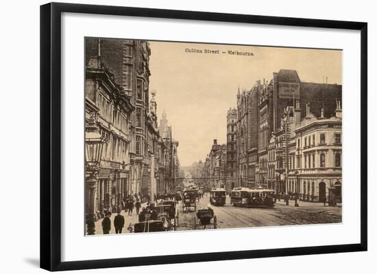 Early Collins Street, Melbourne, Australia-null-Framed Art Print