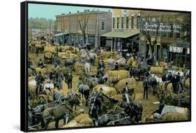 Early Cotton Market, Marietta, Georgia-null-Framed Stretched Canvas