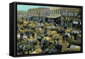 Early Cotton Market, Marietta, Georgia-null-Framed Stretched Canvas