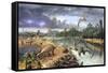 Early Cretaceous Life, Artwork-Richard Bizley-Framed Stretched Canvas