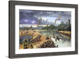 Early Cretaceous Life, Artwork-Richard Bizley-Framed Photographic Print