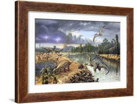 Early Cretaceous Life, Artwork-Richard Bizley-Framed Photographic Print