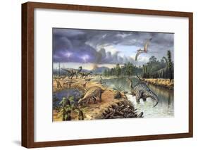 Early Cretaceous Life, Artwork-Richard Bizley-Framed Photographic Print