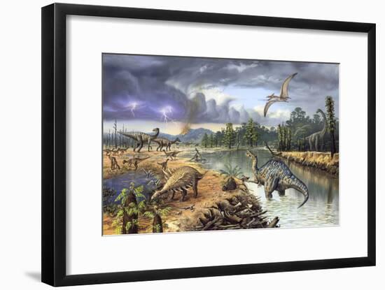 Early Cretaceous Life, Artwork-Richard Bizley-Framed Photographic Print