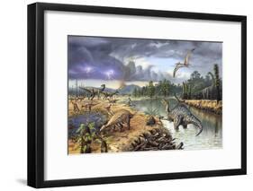 Early Cretaceous Life, Artwork-Richard Bizley-Framed Photographic Print