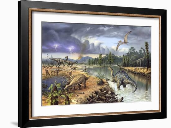 Early Cretaceous Life, Artwork-Richard Bizley-Framed Photographic Print