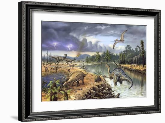 Early Cretaceous Life, Artwork-Richard Bizley-Framed Photographic Print