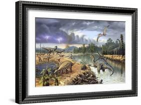 Early Cretaceous Life, Artwork-Richard Bizley-Framed Photographic Print