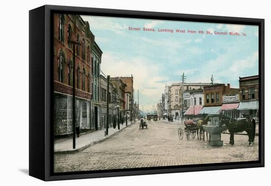 Early Downtown Council Bluffs, Iowa-null-Framed Stretched Canvas