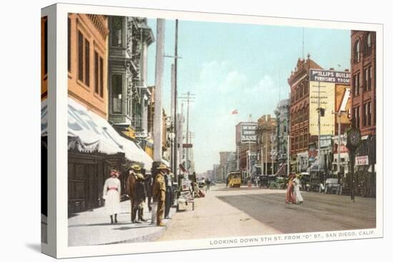 Early Downtown Street Scene, San Diego, California-null-Stretched Canvas