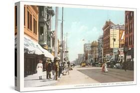 Early Downtown Street Scene, San Diego, California-null-Stretched Canvas