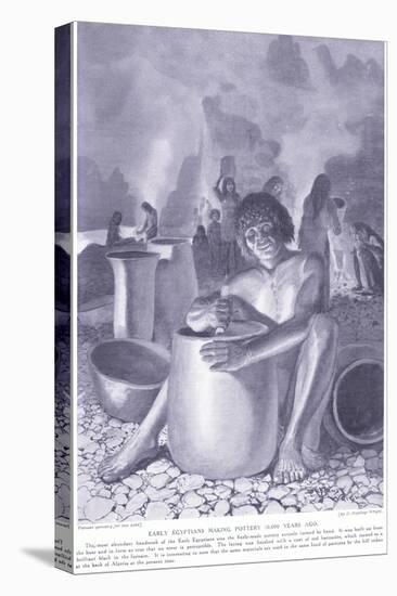 Early Egyptian Making Pottery 10,000 Years Ago, C.1920-Henry Charles Seppings Wright-Stretched Canvas