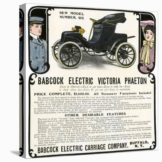 Early Electric Car Advertisement for the Babcock Electric Victoria Phaeton, c.1907-null-Stretched Canvas