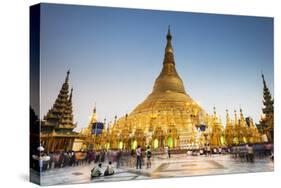 Early Evening at Shwedagon Pagoda, Yangon (Rangoon), Myanmar (Burma), Asia-Jordan Banks-Stretched Canvas
