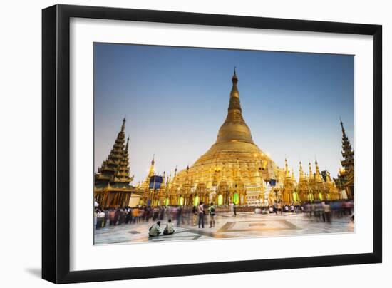 Early Evening at Shwedagon Pagoda, Yangon (Rangoon), Myanmar (Burma), Asia-Jordan Banks-Framed Photographic Print