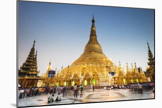 Early Evening at Shwedagon Pagoda, Yangon (Rangoon), Myanmar (Burma), Asia-Jordan Banks-Mounted Photographic Print