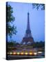 Early Evening View of Eiffel Tower and Tour Boats on the Seine River, Paris, France-Jim Zuckerman-Stretched Canvas