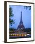 Early Evening View of Eiffel Tower and Tour Boats on the Seine River, Paris, France-Jim Zuckerman-Framed Photographic Print