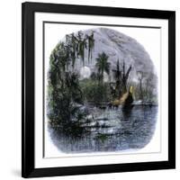 Early Explorers Coming Ashore Along a Tropical Coast in the New World-null-Framed Giclee Print