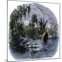 Early Explorers Coming Ashore Along a Tropical Coast in the New World-null-Mounted Giclee Print