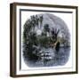Early Explorers Coming Ashore Along a Tropical Coast in the New World-null-Framed Giclee Print
