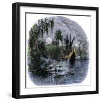 Early Explorers Coming Ashore Along a Tropical Coast in the New World-null-Framed Giclee Print