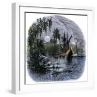 Early Explorers Coming Ashore Along a Tropical Coast in the New World-null-Framed Giclee Print