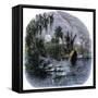 Early Explorers Coming Ashore Along a Tropical Coast in the New World-null-Framed Stretched Canvas