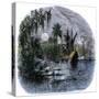 Early Explorers Coming Ashore Along a Tropical Coast in the New World-null-Stretched Canvas