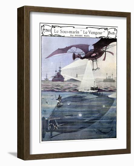 Early French Submarine the Vengeur 1901-Chris Hellier-Framed Giclee Print