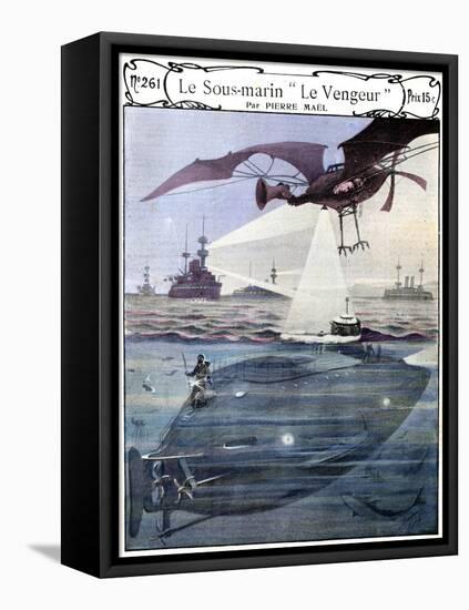 Early French Submarine the Vengeur 1901-Chris Hellier-Framed Stretched Canvas