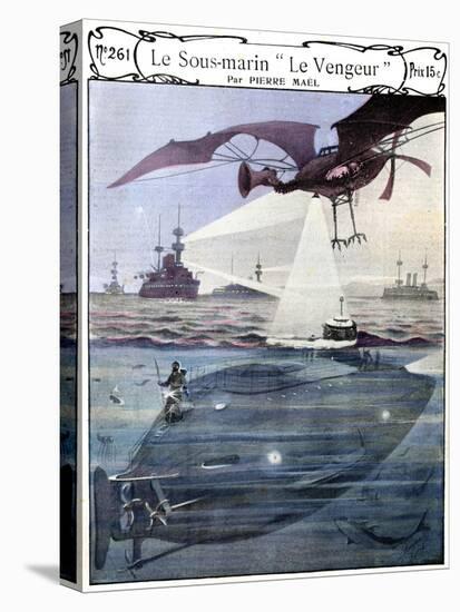 Early French Submarine the Vengeur 1901-Chris Hellier-Stretched Canvas