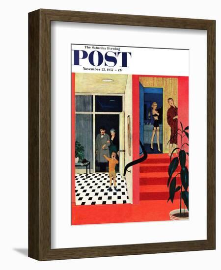 "Early Guests" Saturday Evening Post Cover, November 23, 1957-George Hughes-Framed Giclee Print