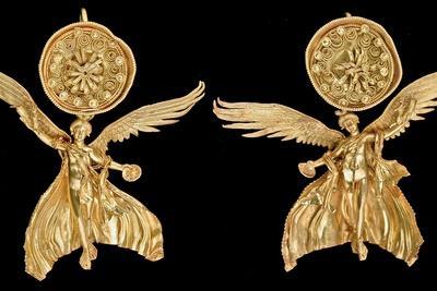 Early Hellenistic Gold Earrings with Nike Photographic Print