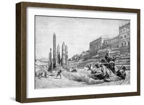 Early History of Rome, Messalina Falls from Her Chariot During a Race at Circus Maximus-Ludovico Pogliaghi-Framed Giclee Print