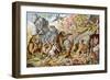 Early Humans Contending with Prehistoric Monsters-null-Framed Giclee Print