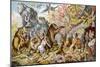 Early Humans Contending with Prehistoric Monsters-null-Mounted Giclee Print