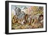 Early Humans Contending with Prehistoric Monsters-null-Framed Premium Giclee Print