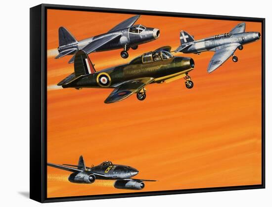 Early Jet-Powered Aircraft-Wilf Hardy-Framed Stretched Canvas