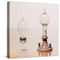 Early Light Bulbs: Left: First Commercial Light Bulb, Right: Electric Filament Lamp, 1879-null-Stretched Canvas