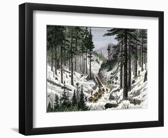 Early Logging in the White Mountains of Maine or New Hampshire-null-Framed Giclee Print