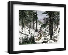 Early Logging in the White Mountains of Maine or New Hampshire-null-Framed Giclee Print