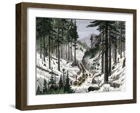 Early Logging in the White Mountains of Maine or New Hampshire-null-Framed Giclee Print